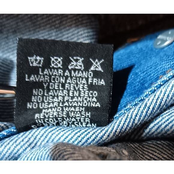 VINTAGE 90s Y2K Jean Jacket Painted Denim Butterflies‎ Artsy Studs Faded Small - Picture 8 of 14